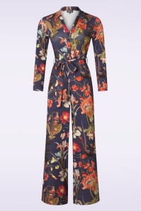 LaLamour - Bella Autumn Garden jumpsuit in nachtblauw