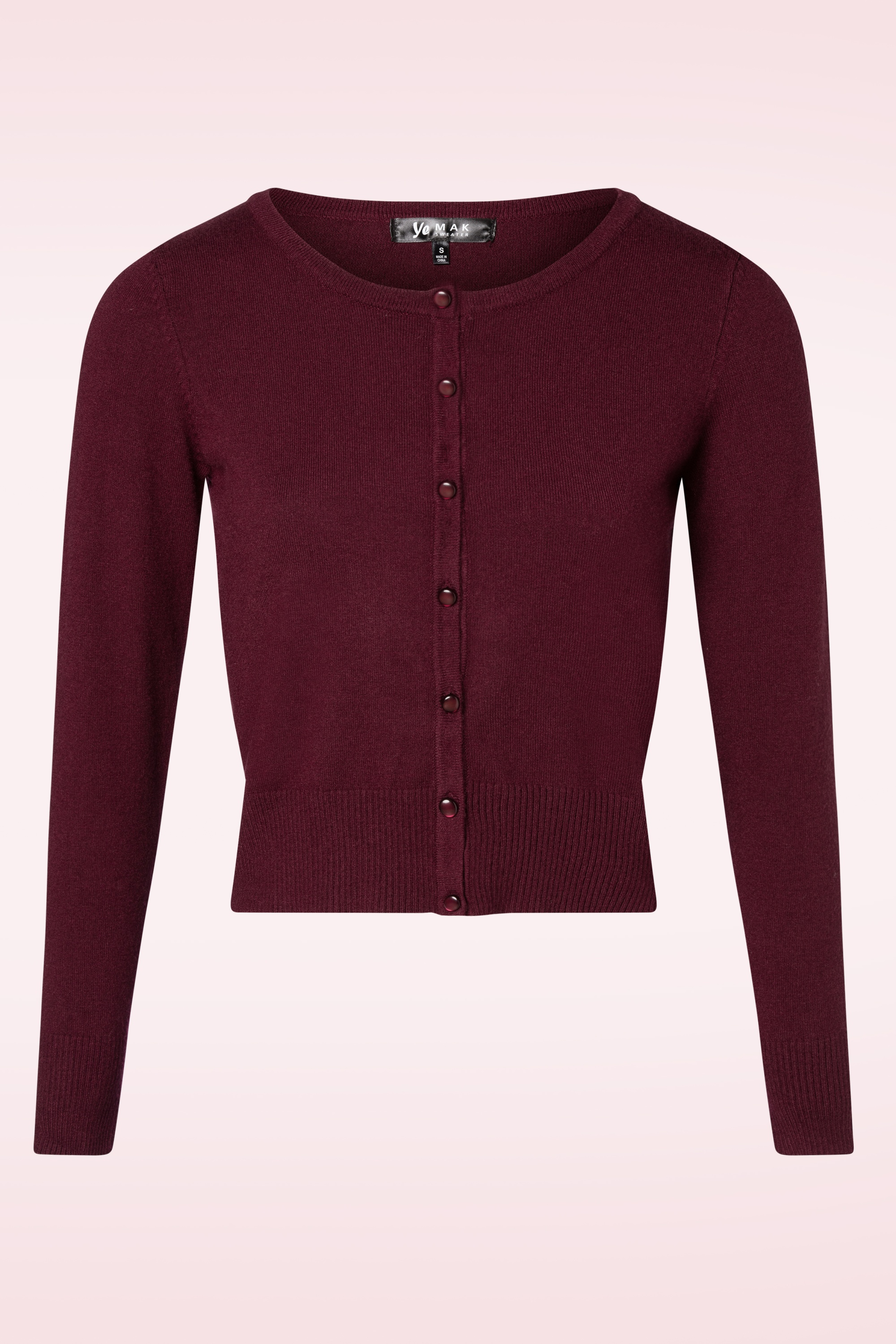 50s Nyla Cropped Cardigan in Burgundy