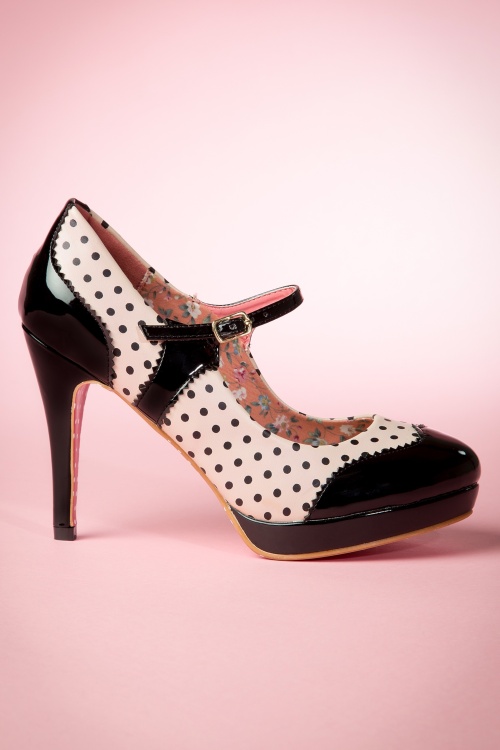 Banned Retro - Mary Jane pumps in zwart en beige roze