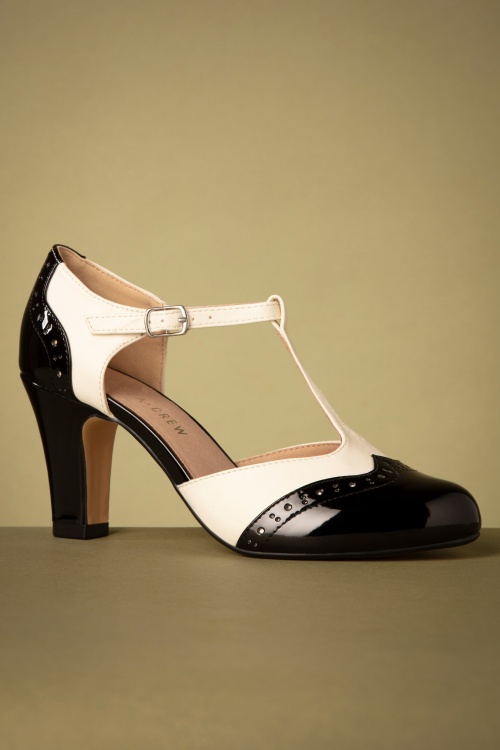 Chelsea Crew Gatsby Pumps mit T Strap in Schwarz und WeiB Einkaufen bei Topvintage