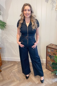 Rock-a-Booty - Audrey jumpsuit short sleeve in donkerdenim 5