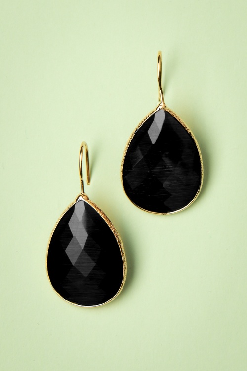 Day&Eve by Go Dutch Label - Lavina Cat Eye Stone Drop oorbellen in koffie