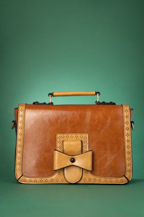 Banned Retro - Scandal Office handtas in camel en cognac