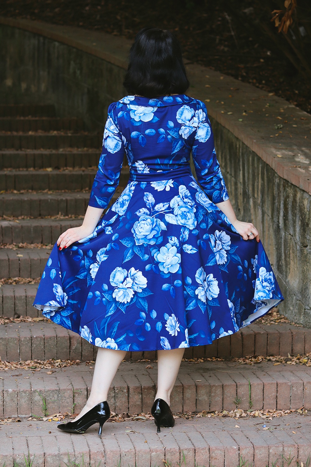 Hearts & Roses - Dorothy swing jurk in blauw 3