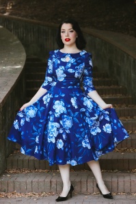 Hearts & Roses - Dorothy swing jurk in blauw