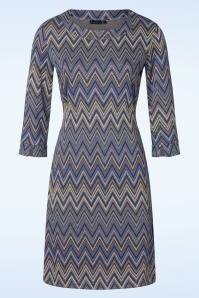 Smashed Lemon - Dana Zig Zag jurk in blauw