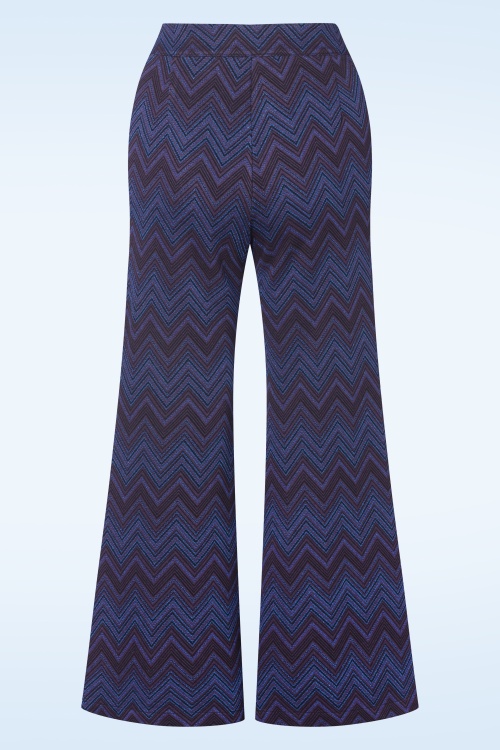 Smashed Lemon - Stella zig zag pantalon in blauw 3