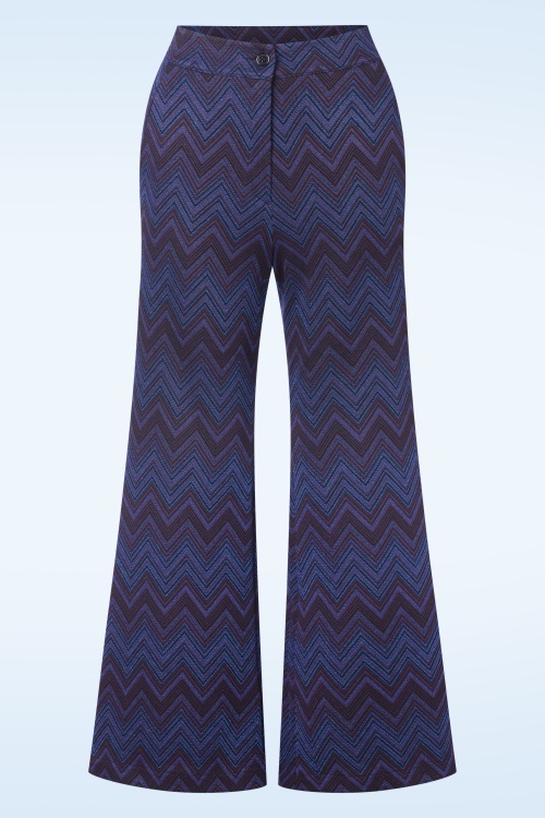 Smashed Lemon - Stella zig zag pantalon in blauw 2