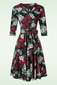 Timeless - Angela floral swing jurk in donkergroen