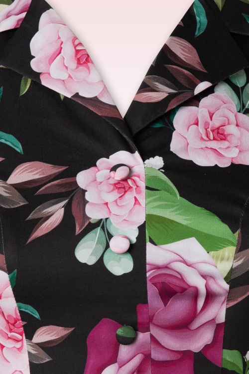 Hearts & Roses - Helen Floral swing jurk in zwart en multi 3