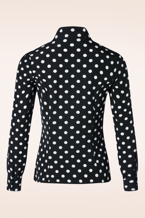 Hearts & Roses - Agatha polka dot blouse in zwart en wit 3