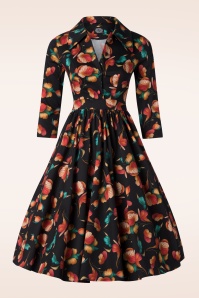 Hearts & Roses - Aurora Floral swing jurk in zwart en orange 3