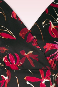 Hearts & Roses - Lyla Floral pencil jurk in zwart en rood 2