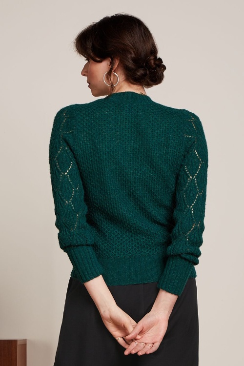 King Louie - Jeannie Yoke Farfalle sweater in dennengroen 3