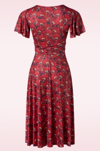 Vintage Chic for Topvintage - Irene Floral cross over swing jurk in rood 3