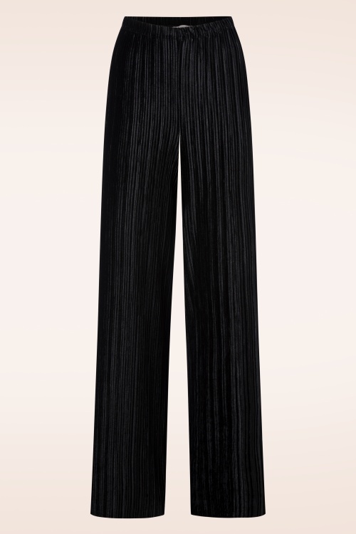 Vintage Chic for Topvintage - Piper Pleated Velvet pantalon in zwart