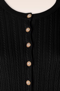 Vixen - Vintage pearl button cardigan in zwart 3