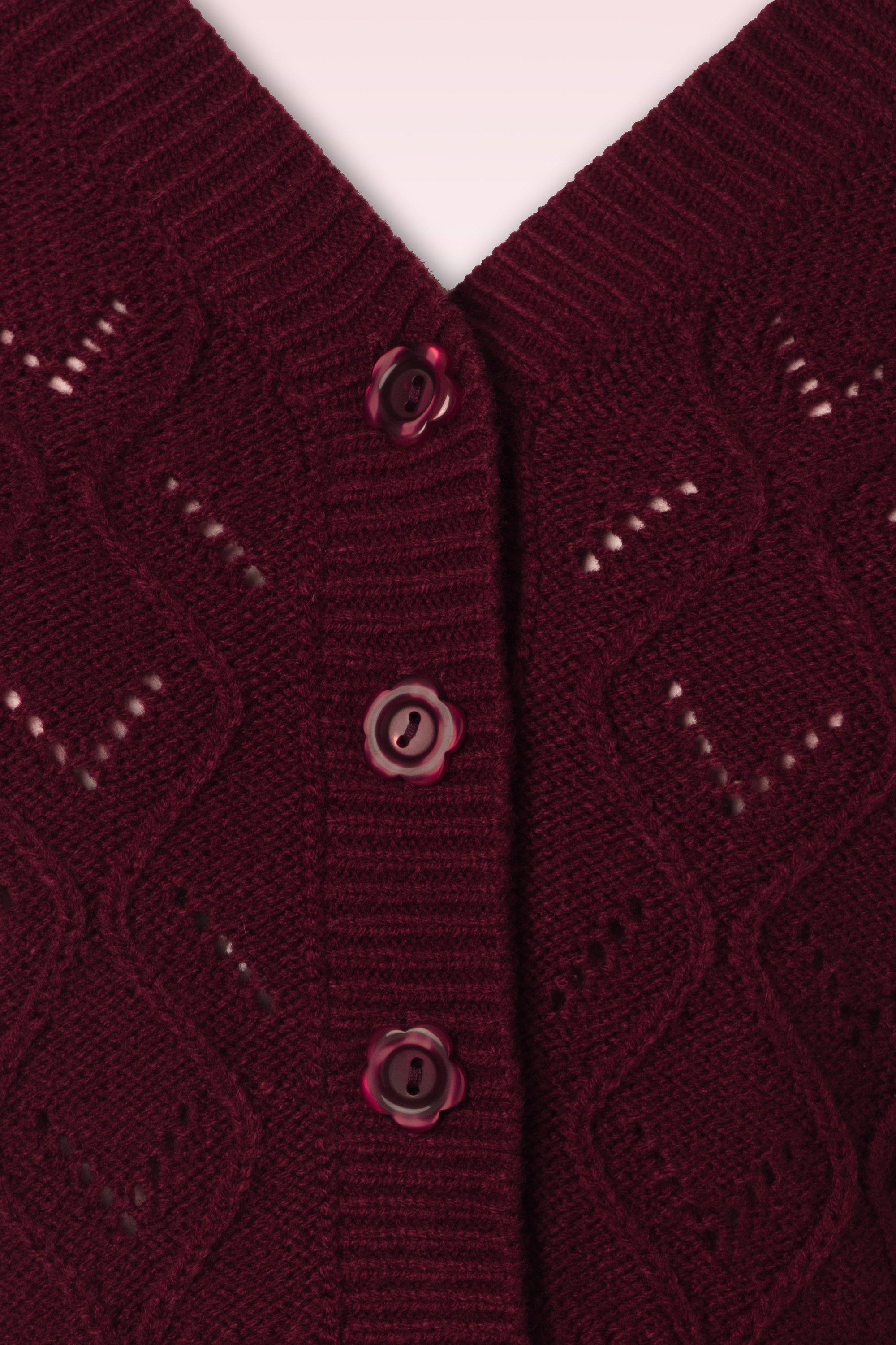 Vixen - Flower button cardigan in bordeaux 3