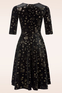 Topvintage Boutique Collection - Topvintage exclusive ~ Eliane Velvet Stars swing jurk in zwart 5