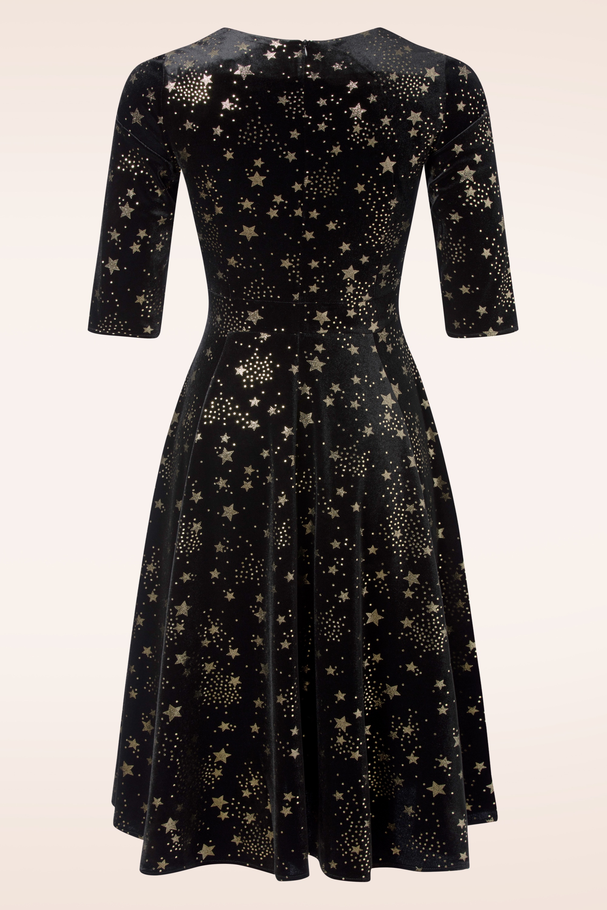 Topvintage Boutique Collection Topvintage exclusive Eliane Velvet Stars Swing Dress in Black Shop at Topvintage