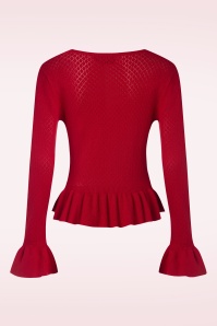 Vixen - Diamond ruffle cardigan in rood 3