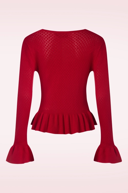 Vixen - Diamond ruffle cardigan in rood 3