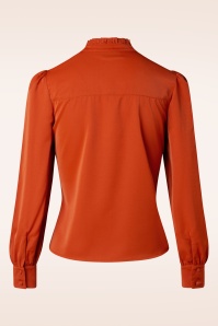 Vixen - Tonja blouse met hals strik in roestig oranje 4