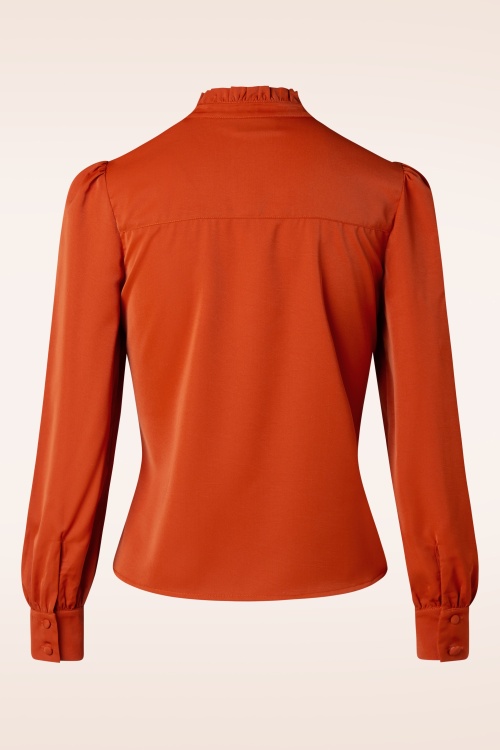 Vixen - Tonja blouse met hals strik in roestig oranje 4