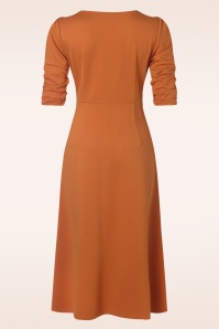 Vixen - Button Front Midi Flare jurk in oranje 4