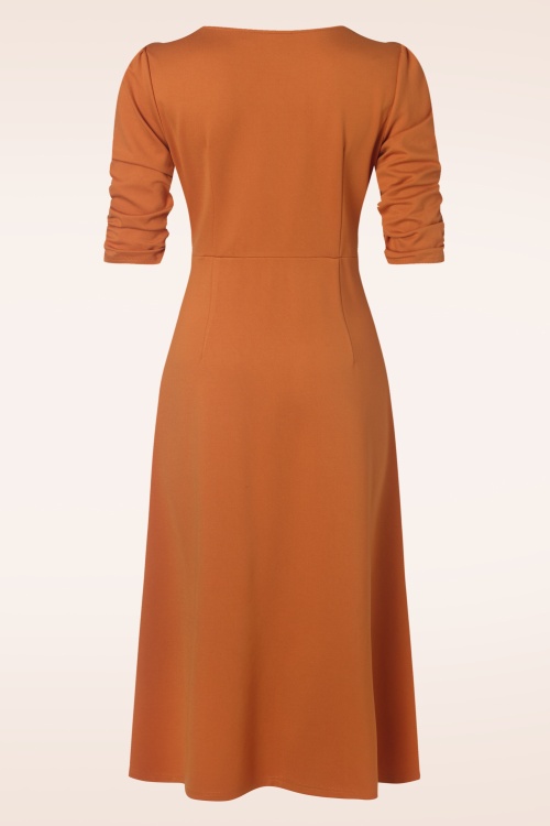 Vixen - Button Front Midi Flare jurk in oranje 4