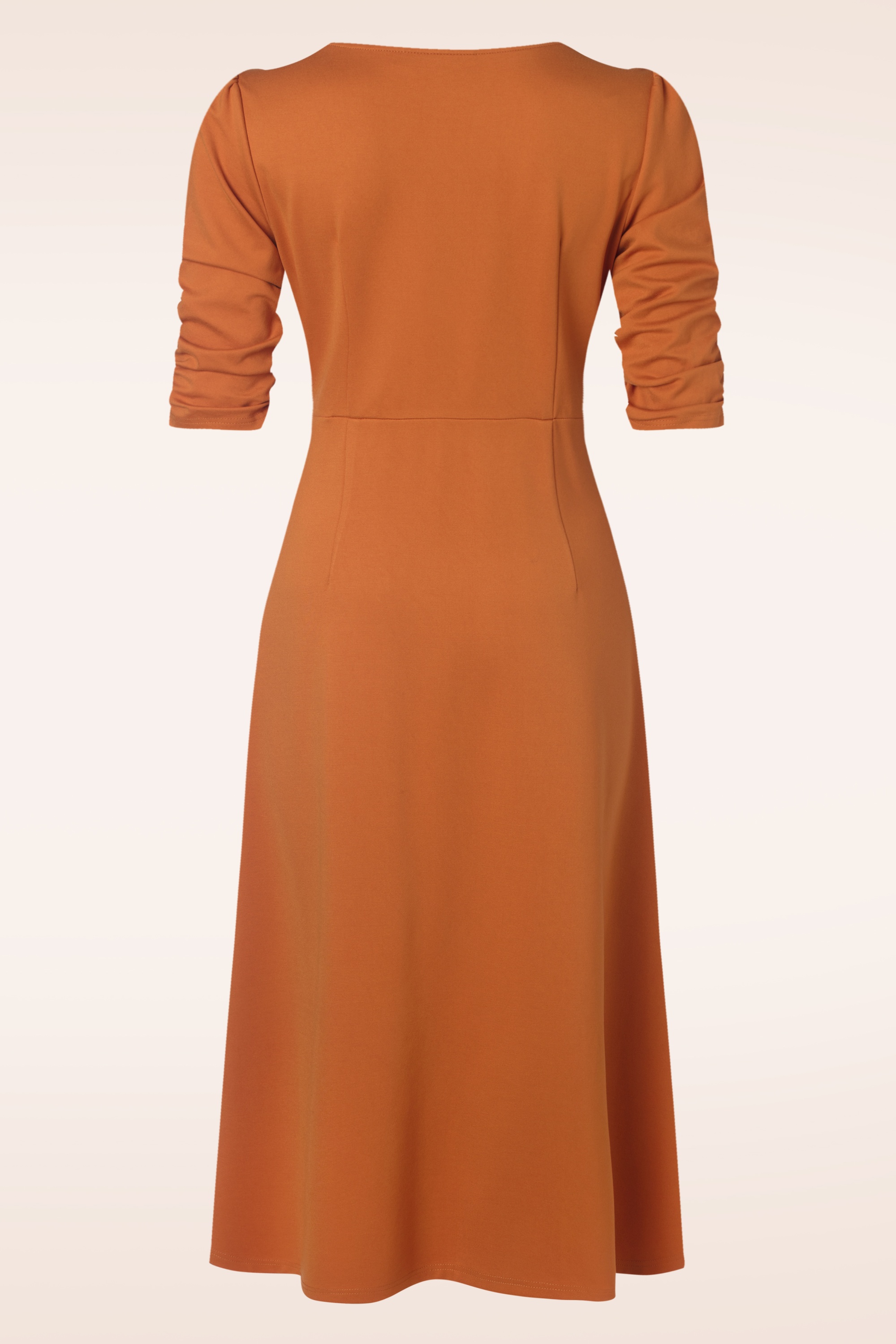 Vixen - Button Front Midi Flare jurk in oranje 4