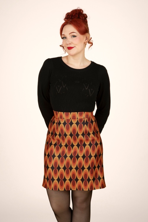 Vintage Chic for Topvintage - Bobby geometric retro rok in zwart en wit