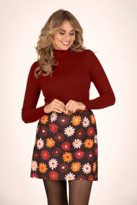 Vintage Chic for Topvintage - Topvintage exclusive ~ Flower power rok in zwart