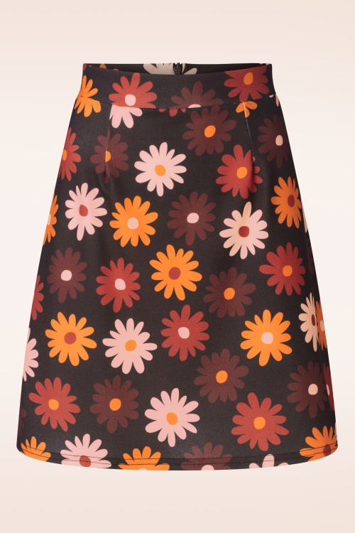 Vintage Chic for Topvintage - Flower power rok in zwart 2