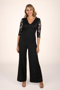 Vintage Chic for Topvintage - Topvintage exclusive ~ Maribelle kanten jumpsuit in zwart