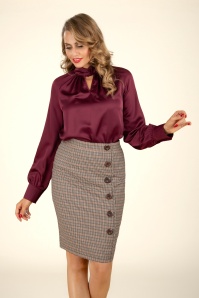 Vixen - Button check pencil rok in bruin