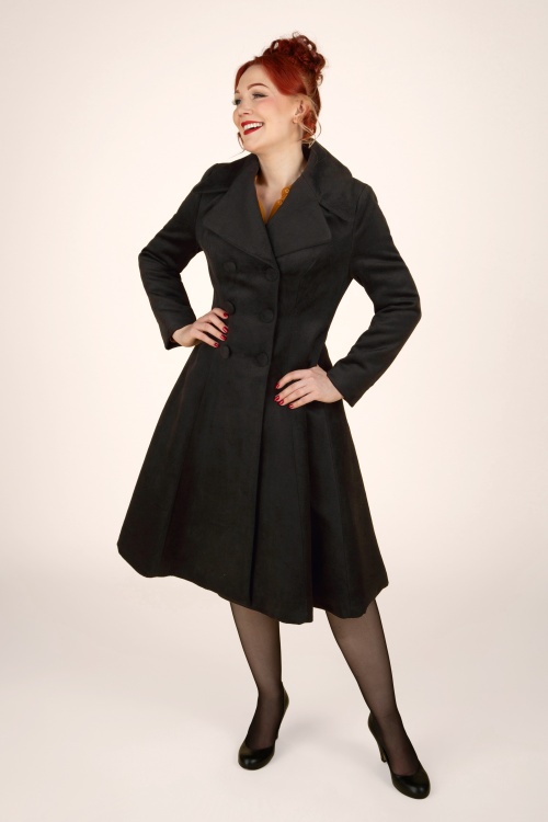 Hearts Roses Laura Swing Coat in Black Shop at Topvintage