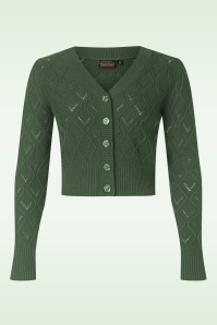 Vixen - Flower button cardigan in mosgroen