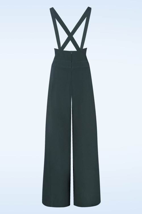 Vixen - Wide leg suspender pantalon in donkergrijs 4