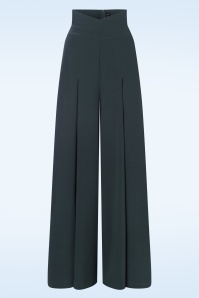 Vixen - Wide leg suspender pantalon in donkergrijs 2