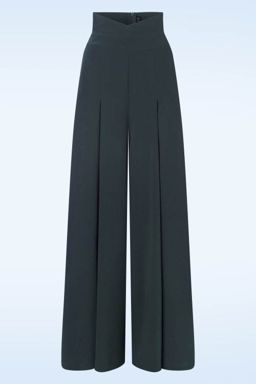 Vixen - Wide leg suspender pantalon in donkergrijs 2