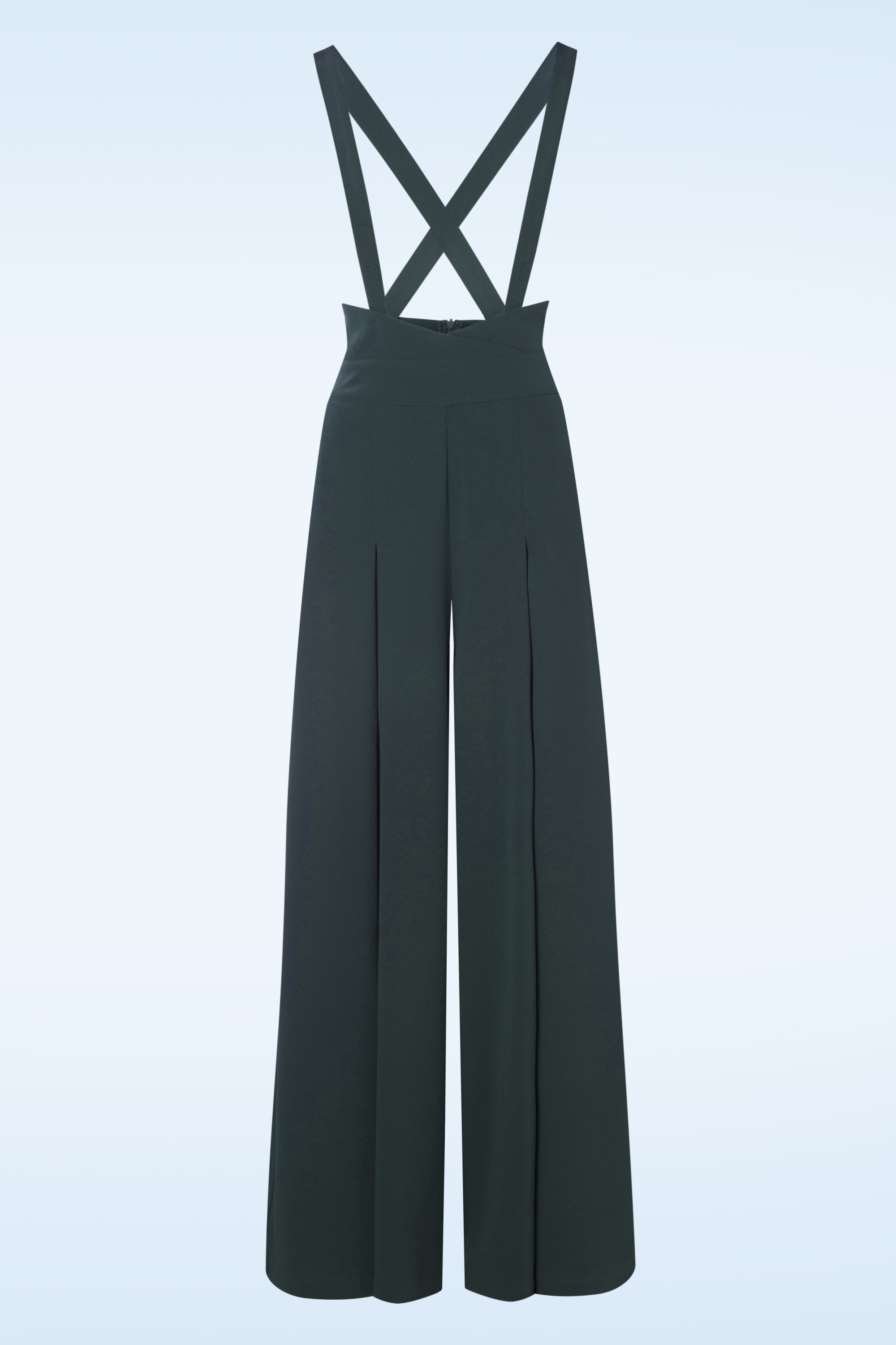 Vixen - Wide leg suspender pantalon in donkergrijs