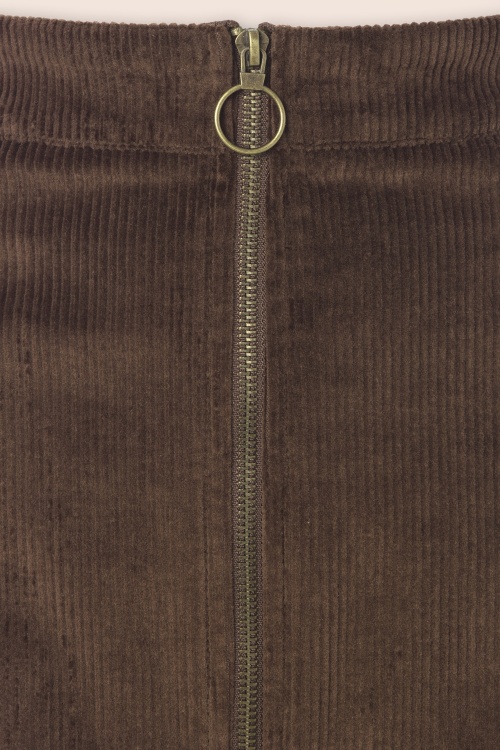 Vixen - Corduroy zip up rok in bruin 3