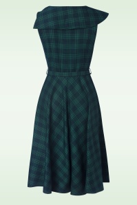 Vixen - Mira plaid swing jurk in smaragdgroen 4