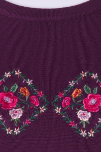 Vixen - Floral embroidery sweater in paars 3