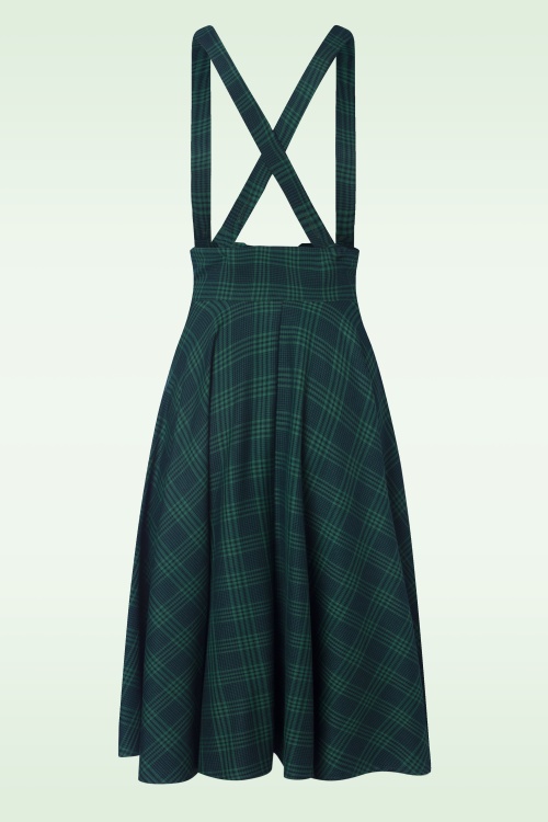 Vixen - Plaid suspender swing rok in groen 3