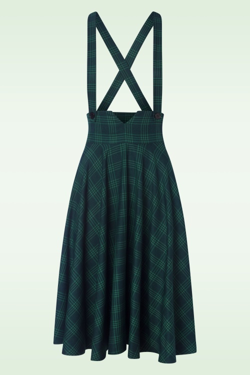 Vixen - Mira plaid swing jurk in smaragdgroen