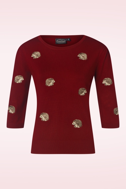 Vixen - Happy hedgehog sweater in wijnrood 2