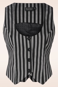 Vixen - Striped Button Up gilet in zwart en grijs 2