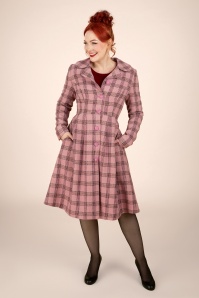 Vixen - Flower Button Check jas in roze